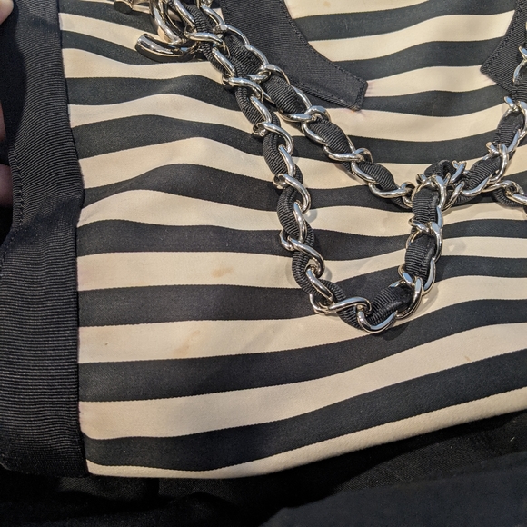 Vintage Striped CC cutout Tote 3 way shoulder bag - Picture 11 of 13